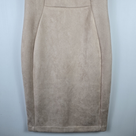 NWOT Calvin Klein Faux-Suede Tulip Sleeve Sheath Dress Light Pink Size 8 Bodycon - Picture 6 of 16